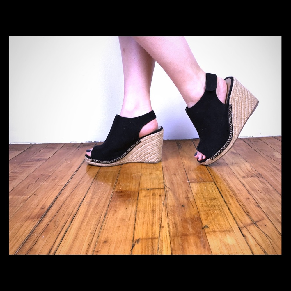 Black Wedges with Velcro Closure